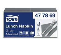 Tork 477869 Tovagliolo Lunch Soft grigio Advanced, 3 veli, piegato in 4, 10 pacchi x 150 tovaglioli (1500 pz), 33 cm (lungh.) x 32,6 cm (largh.)