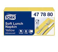 Tork 477880 Tovagliolo Lunch Soft giallo (piegato in 8) Advanced, 3 veli, 10 pacchi x 150 tovaglioli (1500 pz), 33 cm (lungh.) x 32,6 cm (largh.)