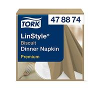 Tork 478874 LinStyle Tovagliolo Dinner nocciola Premium (piegato in 4), monovelo, 12 pacchi x 50 tovaglioli (600 pz), 39 cm (lungh.) x 39 cm (largh.)