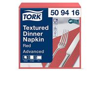 Tork 509416 Tovagliolo Dinner Textured Goffrato Rosso Advanced, 2 Veli, Piegato in 4, 18 Pacchi x 50 Tovaglioli, 900 Pezzi, 38 cm Lunghezza x 39 cm Larghezza
