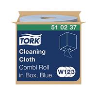 Tork 510237 Panno per pulizia Premium, compatibile con i sistemi W1, W2 e W3, monovelo, 1 conf. x 1 rotolo (1 x 152 m), colore blu