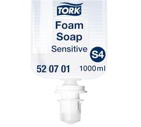 Tork 520701 Sapone a schiuma extra delicato Premium, compatibile con sistema S4, ricco e lenitivo, 1 x 1000 ml (2500 dosi), senza profumo e coloranti, schiuma bianca