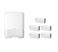 Tork 553000 Elevation Design-Dispenser per asciugamani di carta a z e piegatura a strati,H3 per asciugamani pieghevoli per la rimozione del foglio da foglio,bianco(+1000 asciugamani di carta, bianco)