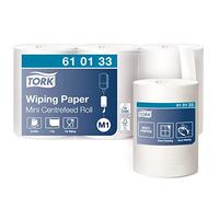Tork 610133 Carta per asciugatura Advanced, compatibile con il sistema M1 (ad estrazione centrale mini), 1 velo, 1 x 3 rotoli (3 x 120 m), colore bianco