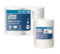 Tork 610134 Carta per asciugatura Advanced, compatibile con il sistema M2 (ad estrazione centrale), 1 velo, 1 x 2 rotoli (2 x 275 m), colore bianco