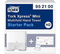Tork 952100 Xpress Asciugamani Starter Pack: Tork Dispenser Mini per | ricarica, 1, 1, +, intercalati, asciugamani, sistema H2, Elevation design, colore bianco (100 fogli)