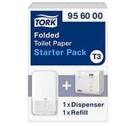 Tork Carta Igienica Ripiegata Starter Pack- 956000 - T3 + Ricarica di carta igienica piegata (252 fogli)