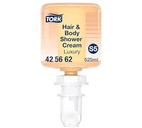 Tork Crema doccia shampoo per corpo e capelli Luxury Mini, S5, compatibile con dispenser per sapone Tork, 3 prodotti in 1, 1 flaconi da 525 ml, 425662