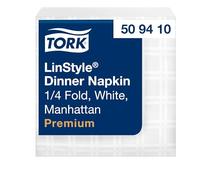 Tork Dinner Tovagliolo Bianco LinStyle, piega 1/4, 19.5 x 19.5 cm, 14 x 50 tovaglioli, 509410