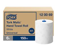 Tork Matic Rotolo di asciugamani bianco H1, avanzato, goffrato per un'asciugatura efficiente, 6 rotoli da 150 m, 120069