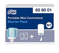 Tork Mini Dispenser Portatile ad Estrazione Centrale Starter Pack - 658001 - M1 + Docking Stations + Ricarica di carta per pulizie (214 fogli)