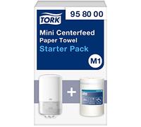 Tork Mini Salviette di Carta ad Estrazione Centrale Starter Pack - 958000 - M1 + Ricarica di carta per pulire (120 metri)