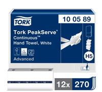 Tork 100589 PeakServe Universal - Asciugamani di carta H5 per dispenser di asciugamani, 1 strato, bianco, 12 x 270 asciugamani