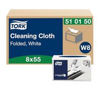 Tork Premium 510 Cleaning cloth,1-plywhite, 39x32 cm, case=8 packs/55 sheets