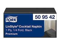 Tork Premium LinStyle Tovagliolo Cocktail nero, 14 x 100, 509542