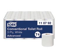 Tork Rotolo di carta igienica convenzionale bianco T4, Advanced, 3 veli, 10 x 150 fogli,110792