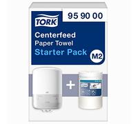 Tork Salviette di Carta ad Estrazione Centrale Starter Pack - 959000 - M2 + Ricarica di carta per pulizie (275 metri)