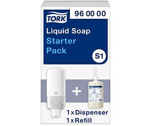Tork Starter Pack Per Sapone Liquido e Spray - 960000 - S1/S11 + Ricarica sapone per le mani (1 x 1000ml)