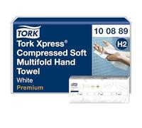 Tork Xpress Asciugamani intercalati Soft compressi bianchi H2, Premium, 2 veli, piegati a Z, elevata assorbenza, 12 confezioni da 225 asciugamani, 100889