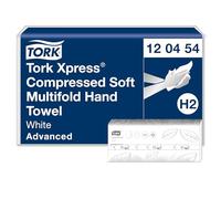 Tork Xpress Asciugamani intercalati Soft compressi bianchi H2, Advanced, 2 veli, piegati a M, formato grande, 12 confezioni da 200 asciugamani, 120454