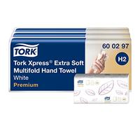 Tork Xpress Extra Soft Multifold Hand Towels 600297 - Asciugamani di carta H2 Premium con alta assorbenza - Grande, 2 strati, bianco - 21 x 100 fogli
