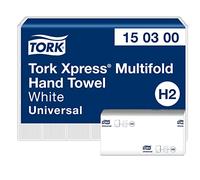 Tork Xpress Multifold Paper Hand Towels 150300 - H2 Asciugamani universali piegati per dispenser - Grande, economico, 2 strati, bianco - 21 x 160 fogli.