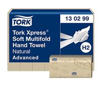 Tork Xpress Soft Multifold Asciugamani naturali H2, qualità Advanced, resistenti agli strappi, 2 veli, 21 x 180 fogli, 130299
