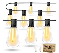 Torkase Catena luminosa a LED per esterni, corrente 54 m, per esterni, 180 m, resistente alle intemperie, 90 + 4 lampadine ST38, luce bianca calda, per balcone, giardino, gazebo, terrazza, tenda per