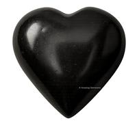 Tormalina Nera Pietra di palma con cuore di cristallo - Pietra da massaggio tascabile per il bilanciamento naturale dei chakra del corpo, guarigione Reiki e griglia di cristallo