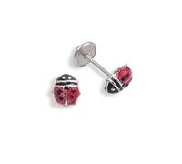 tormalina - Orecchini da bambina con coccinella in argento sterling 925, orecchini a forma di coccinella, dimensioni 5 x 6, marca di gioielli tormalina by Martina, 5x6, Argento sterling, Non