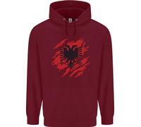 Torn Albania Bandiera Albanese Giorno Calcio Bambini Felpa con Cappuccio