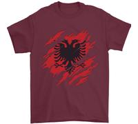 Torn Albania Bandiera Albanese Giorno Calcio T-Shirt 100% IN Cotone