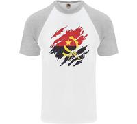 Torn Angola Bandiera Angolano Giorno Calcio DA UOMO S/S Baseball T-Shirt