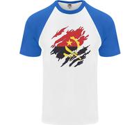 Torn Angola Bandiera Angolano Giorno Calcio DA UOMO S/S Baseball T-Shirt