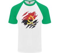 Torn Angola Bandiera Angolano Giorno Calcio DA UOMO S/S Baseball T-Shirt