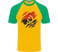 Torn Angola Bandiera Angolano Giorno Calcio DA UOMO S/S Baseball T-Shirt