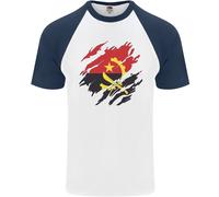 Torn Angola Bandiera Angolano Giorno Calcio DA UOMO S/S Baseball T-Shirt
