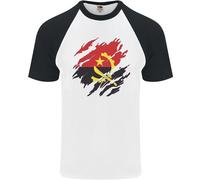 Torn Angola Bandiera Angolano Giorno Calcio DA UOMO S/S Baseball T-Shirt