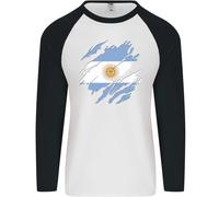 Torn Argentina Bandiera Argentino Giorno Calcio Uomo L/S Baseball T-Shirt