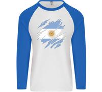 Torn Argentina Bandiera Argentino Giorno Calcio Uomo L/S Baseball T-Shirt