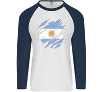 Torn Argentina Bandiera Argentino Giorno Calcio Uomo L/S Baseball T-Shirt