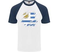 Torn Bandiera Uruguay Uruguaiano Giorno Calcio DA UOMO S/S Baseball T-Shirt