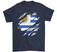 Torn Bandiera Uruguay Uruguaiano Giorno Calcio T-Shirt 100% Cotone