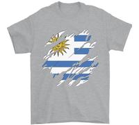 Torn Bandiera Uruguay Uruguaiano Giorno Calcio T-Shirt 100% Cotone