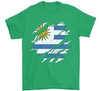 Torn Bandiera Uruguay Uruguaiano Giorno Calcio T-Shirt 100% Cotone