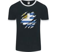 Torn Bandiera Uruguay Uruguaiano Giorno Calcio Uomo Ringer Fotl