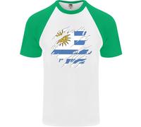 Torn Bandiera Uruguay Uruguaiano Giorno Calcio Uomo S/S Baseball T-Shirt