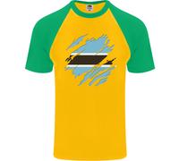 Torn Botswana Bandiera Gaborone Giorno Calcio DA UOMO S/S Baseball T-Shirt