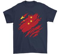 Torn Cina Bandiera Cinese Giorno Calcio T-Shirt 100% Cotone