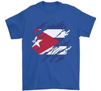 Torn Cuba Bandiera Cubano Giorno Calcio T-Shirt 100% Cotone